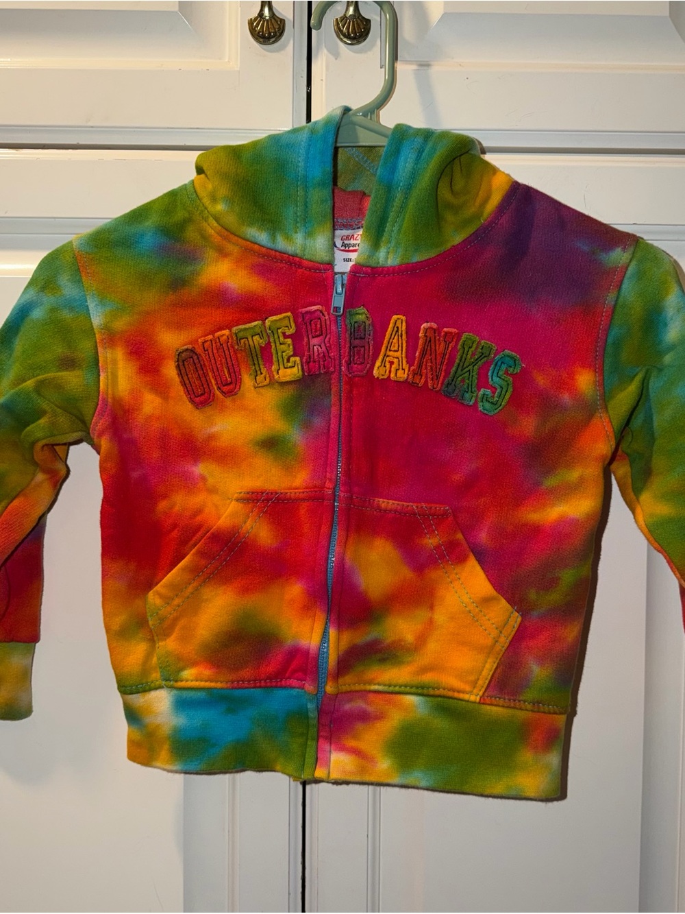 Kids Multicolor “Outer Banks” Tie-Dye Zip Hoodie